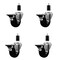 Service Caster 3.5'' Phenolic Swivel 1-3/8'' Expanding Stem Caster Set with Brake, 4PK SCC-EX20S3514-PHS-PLB-138-4 - alternate 1